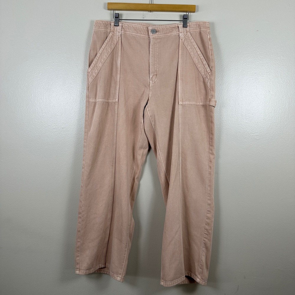 SO Women's 17/33W Carpenter Pants Pink Wide Leg High Rise Cotton 90s NEW